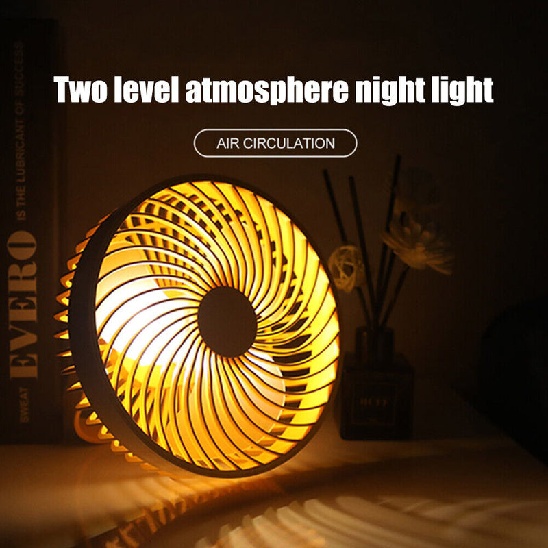 2 in 1 Desktop Cooling Fan LED Night Light Camping Travel Mute Tent Ceiling F