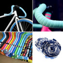 2Set Cycling Road Bike Sports Cork Handlebar Tape+ 2 Bar plug white+camo