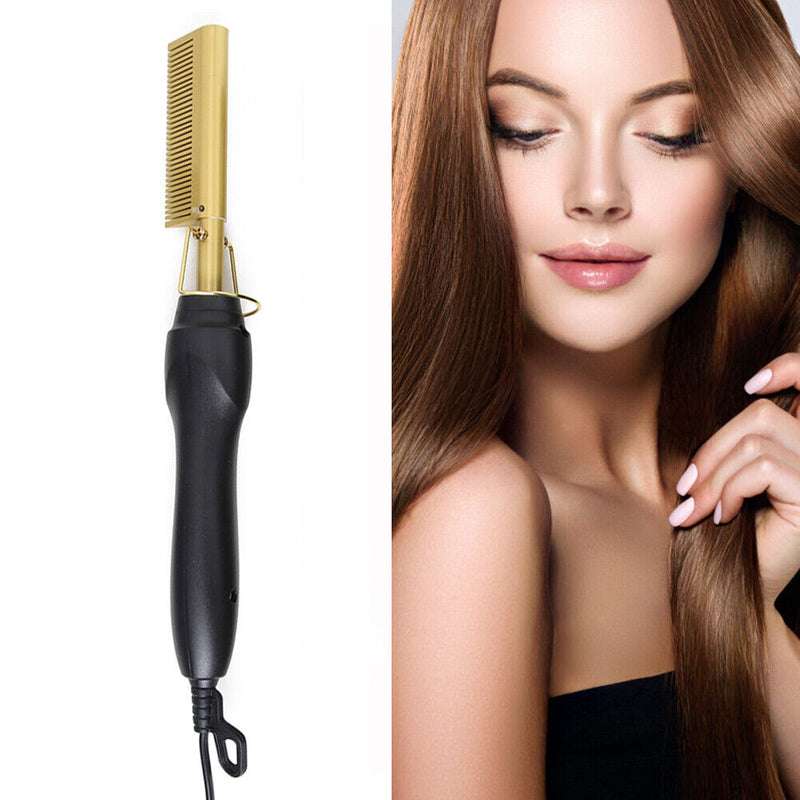 2 in 1 Hair Straightener Curler Electric Hot Heating Iron Styling Comb (EU)