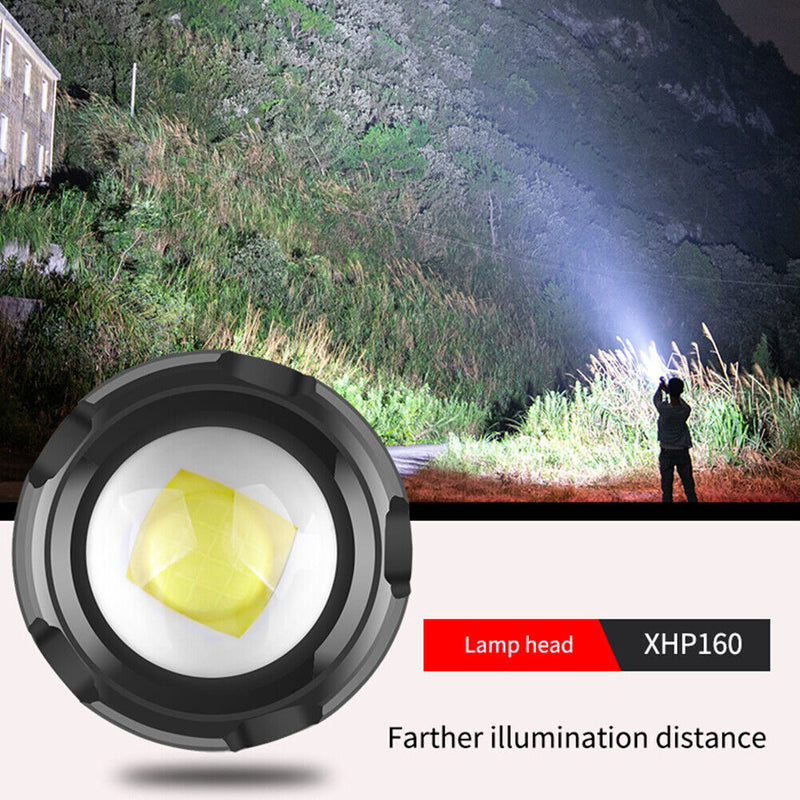 XHP160+ LED Portable 2800LM Work Flashlight Waterproof USB Rechargeable Torches