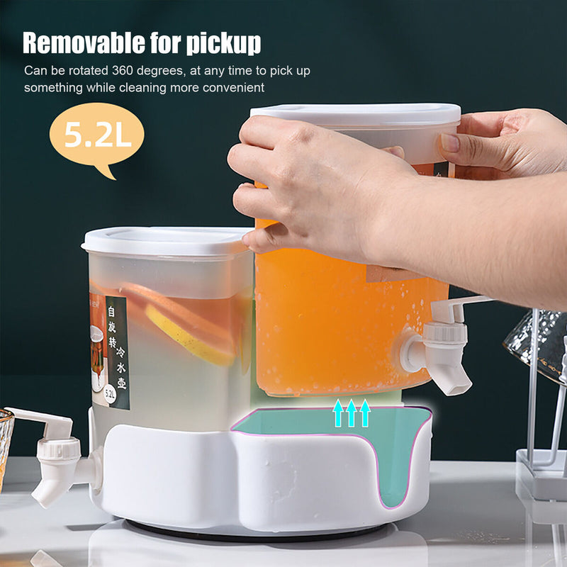 Self-Rotating Juice Pitcher with Faucet & Lid Easy Clean & Store Juice & Milk