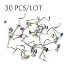 Steel Body Jewelry Nose Piercing Crystal Screw Stud Nostril Hoop Nose Ring