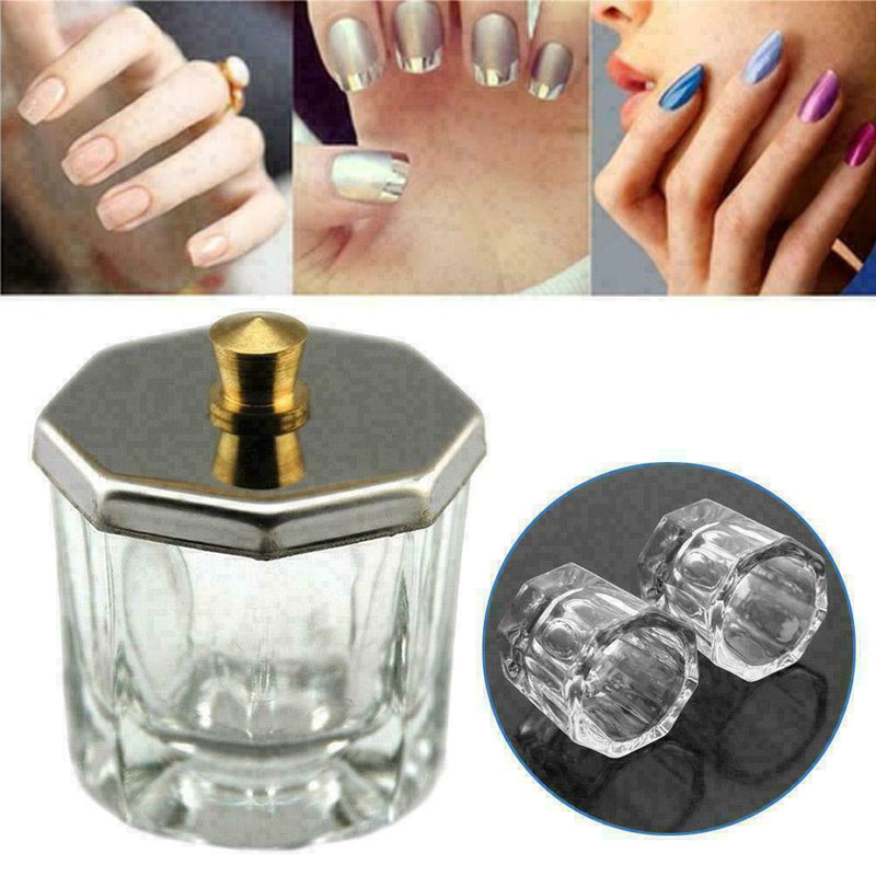 Glass Dappen Dish/Crystal Octogonal Cup Pot Acrylic S Nail Manicure Liquid E5X6