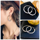 Engagement Zircon Round Shape Crystal Drop Dangle Stud Round Hoop Earrings