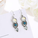 Creative Women Moonstone Dangle Ear Hook Water Drop Earrings Alloy Jewelry Gi