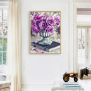 Full Drawing Diamond Drill Painting Round DIY Purple Rose 5D Home Decoration Kit
