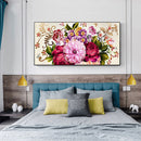 Peony Full Cross Stitch 11CT Cotton Thread Printed Embroidery Kits Hanging Decor
