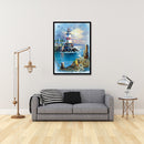 5D Full Round Drill DIY Seaside Light Tower Rhinestone Mosaic Diamond Painting