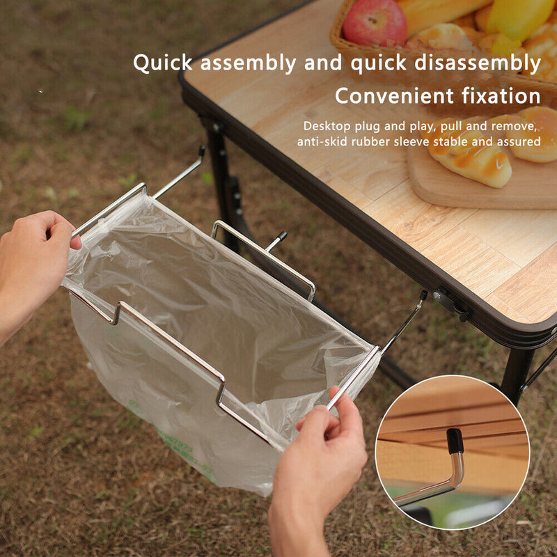 Stainless Steel Outdoor Camping Picnic Trash Bag Holder Garbage Storage Rack