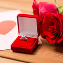 LED Lighted Earring Ring Gift Box Wedding Engagement Jewelry Case (Red)