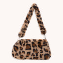 Portable Plush Shoulder Handbag Women Animal Print Underarm Bag Purse (6)