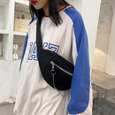 Women Canvas Chest Bag Solid Color Fanny Pack Chain Street Money Bum Belt P