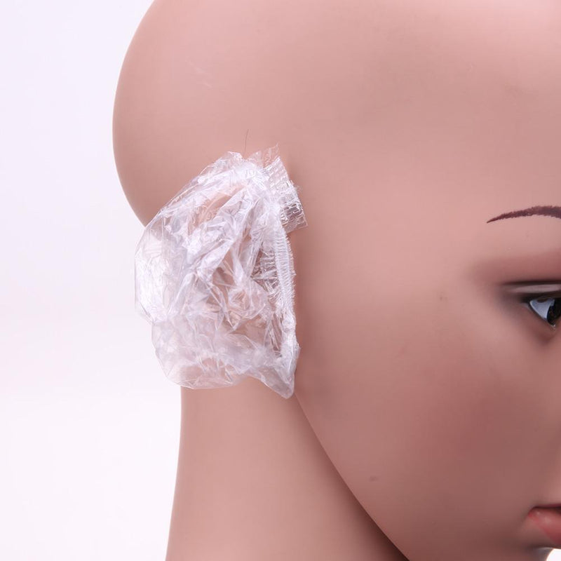 100pcs Disposable Waterproof Earmuffs Ear Cover Hair Bathing Plastic Tools