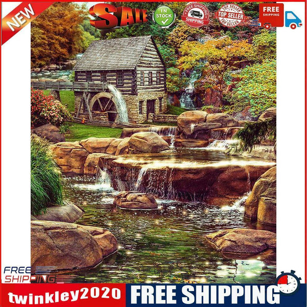 DIY Paint By Number Kit Forest Riverside Cottage No Frame for Home Decor