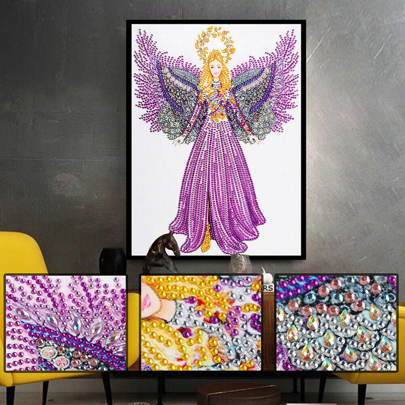 Diamond Painting Rhinestone 5D Special Shaped DIY Mosaic Kit Purple Angel Newly