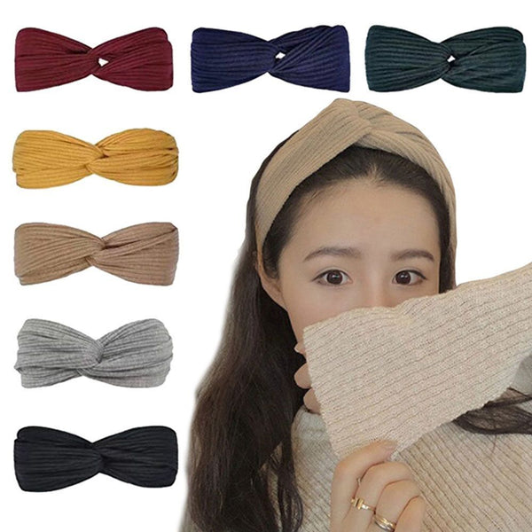 Winter Warm Cross Headband Twisted Knotted Headwrap Headwear Sports Hair Bands