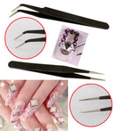 2 Black Acrylic Gel Nail Art Rhinestones Paillette Nipper Picking Tool Newly