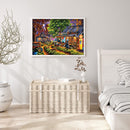 5D DIY Full Drill Round Shape Mountain Water Rhinestone Diamond Drawing for Home