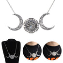 Jewelry Goddess Women Pentacle Pentagram Pendant Choker Triple Moon Necklace