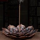 Sandalwood Stick Burner Censer Buddhism Bronze Lotus Incense Line Holder Decor