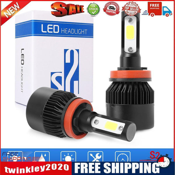1 Pair H11 Car LED Headlight Kit 6500K 8000LM Hi-Low Beam Headlamp Bulbs