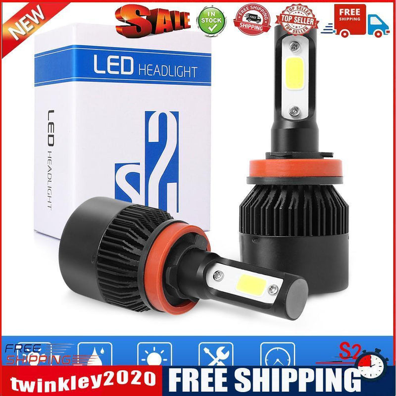 1 Pair H11 Car LED Headlight Kit 6500K 8000LM Hi-Low Beam Headlamp Bulbs