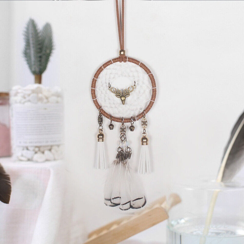 Decorative Handmade Feather Wind Chimes Car Pendant Hanging Dream Catcher