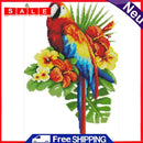 14CT Partial Cross Stitch Flower Parrot Counted DIY Embroidery Home Decoration
