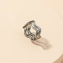Wave Surface Wide Adjustable Ring Women Girls Geometric Open Rings Jewelry Gifts