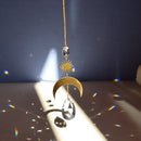 Hanging Crystal Light Catcher Metal Moon Sun Garden Wall Wind Chime (60) Newly