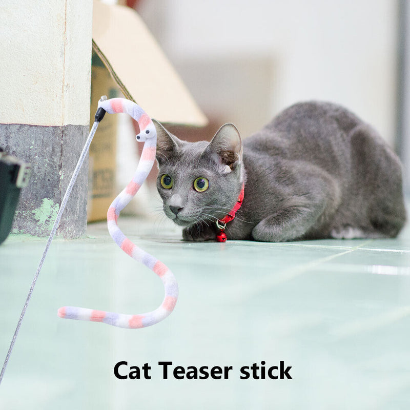 Funny Cat Stick w Crisp Bell Caterpillar Interactive Teaser Wand (Macaroon)