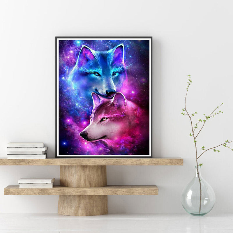 5D DIY Diamond Painting Snuggling Wolf Kits Full Round Drill Wall Decor Crafts
