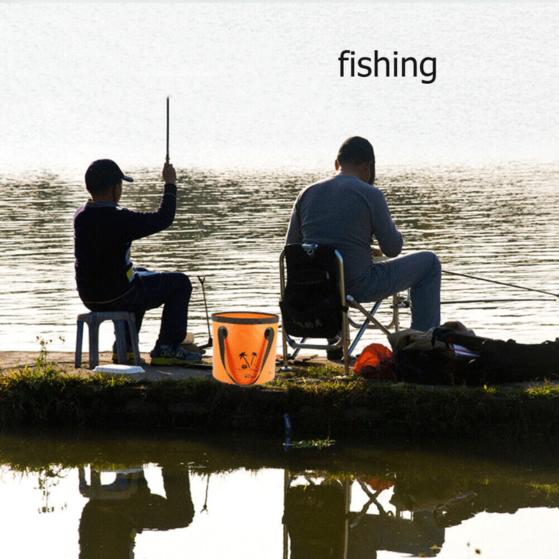 20L Folding Bucket Outdoor Camping Waterproof Water Storage Bags (Orange) Newly