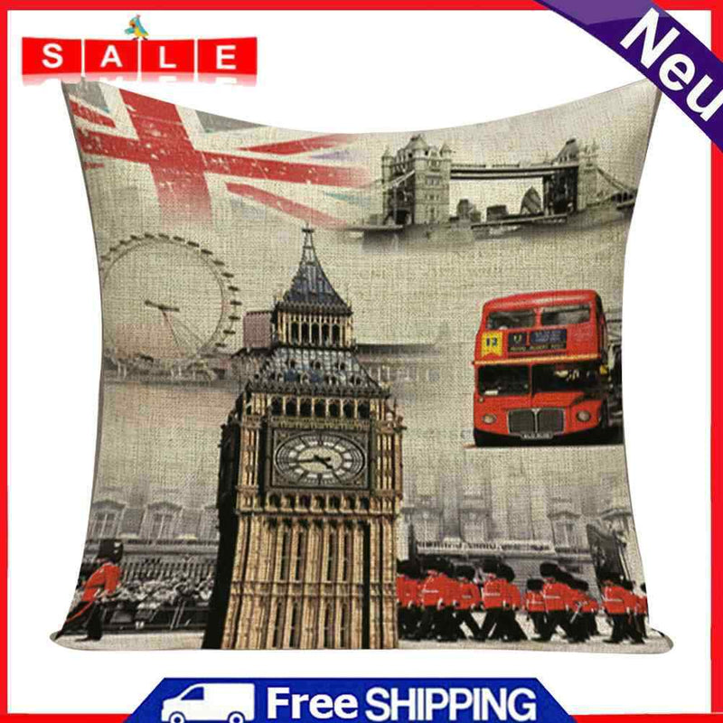 Non-fading Big Ben Printed Pillowcases Square Cleanable Sofa Car Cushion Covers