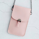 Touch Screen Phone Purse Women PU Shoulder Chain Mini Pouch (Light Pink)