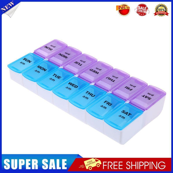 14 Slot 7 Day Pill Organizer Box Weekly Case Travel Medication Reminder