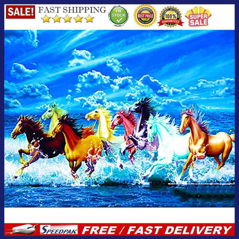 DIY Horse Animal Oil Paint By Numbers Frameless Hand Painted Artwork Wall Dec