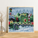 14CT Full Embroidery Christmas Train Cotton Printed Cross Stitch Home Decoration