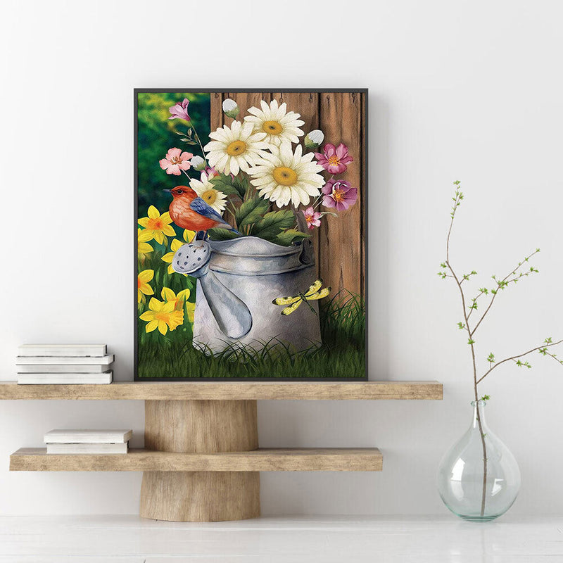 Bird and Flower Oil Paint By Numbers DIY Handpainted Picture Craft Home Decor