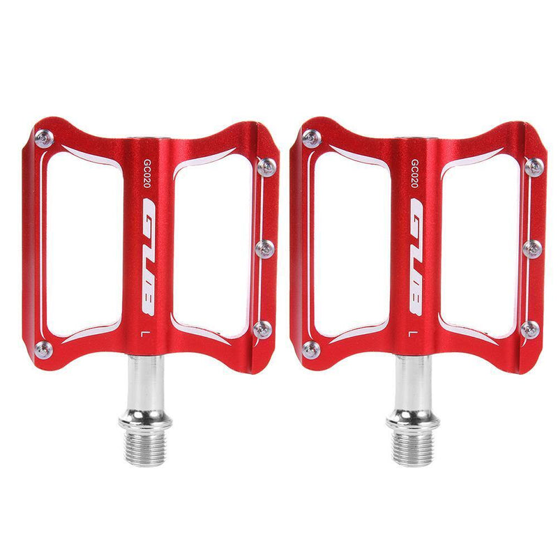 2pcs GUB GC020-DU Aluminum Alloy Folding Mountain Bike Baring Pedals(Red)