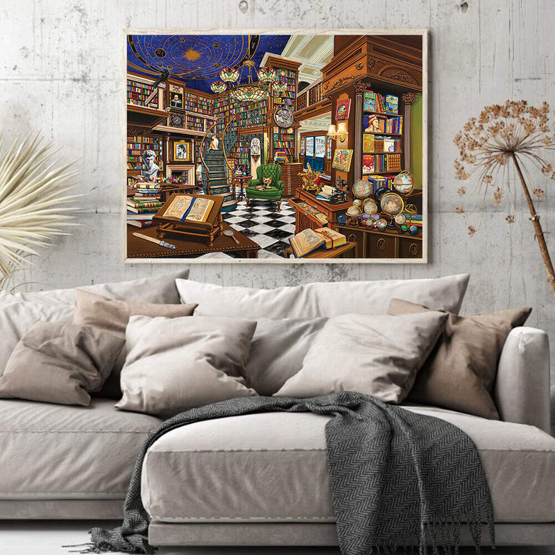 Cozy Study Room Canvas Painted Oil Paint By Numbers DIY Wall Art Modern Decor