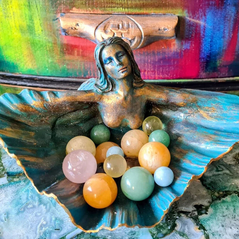 Clam Shell Goddess Ocean Altar Bowl Sculpture Figures Home Decor Craft Gift