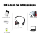 High Speed USB2.0 Male to Dual USB Female USB Charging Y Splitter Extension Cord