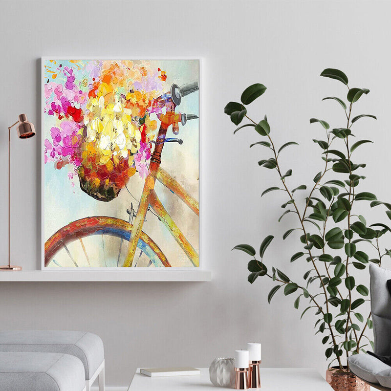 Bicycle Basketball Flower Frameless Oil Paint By Numbers Hand Painted Picture Kit