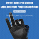Fishing Gloves 3 Cut Fingers Waterproof Anti-Slip Sports Mittens (Blue) Newly