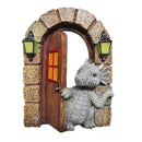Dinosaur Climbing Windows Sculpture Garden Dragon Opening Door Statue (B) Newly