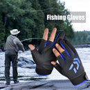 3-Finger Cut Unisex Arrow Fishing Gloves Non-Slip Angling Gloves (Blue) Newly