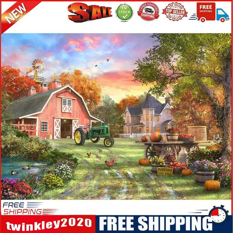 Painting By Numbers Kit DIY Village Scenery Canvas Oil Art Picture Craft