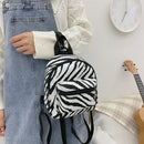 Preppy Style Canvas Zebra Print Backpack Women Travel School Rucksack (A)