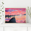 Frameless Sunrise Fishing Oil Paint By Numbers Kit Handmade Drawing On Canvas